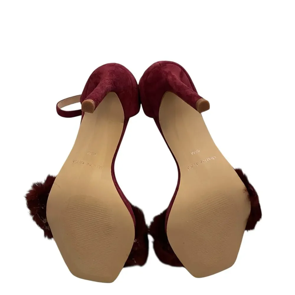 NEW Charles David Suede Faux Fur Empoli High Heel Women's 6.5M Maroon